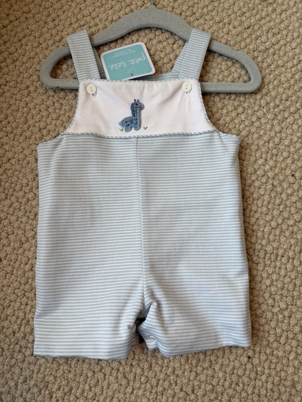 NWT Light Blue Striped Baby Romper with Giraffe